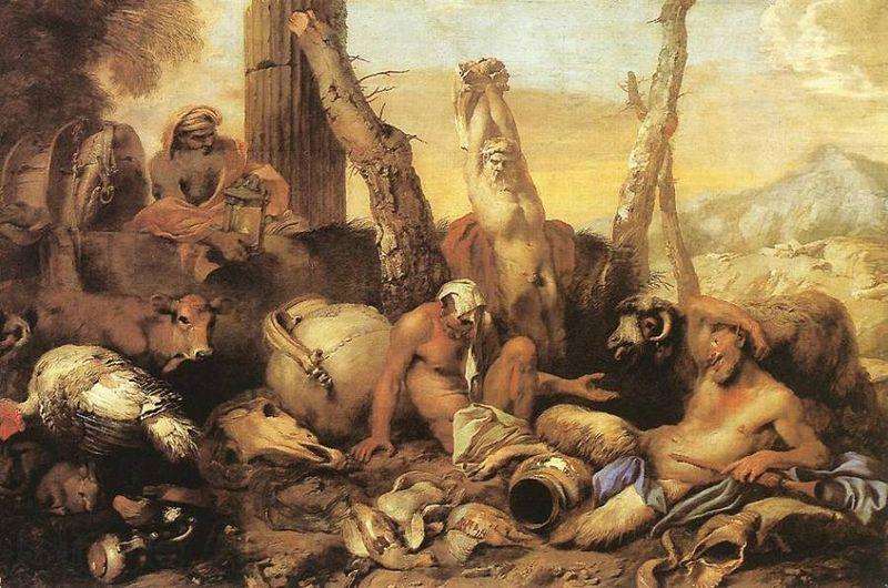 CASTIGLIONE, Giovanni Benedetto Fable of Diogenes Spain oil painting art